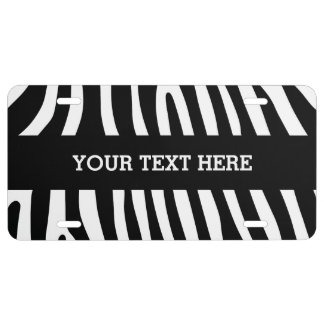 Zebra stripes pattern black & white + your ideas license plate