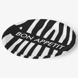 Zebra stripes pattern black & white + your ideas paper plates