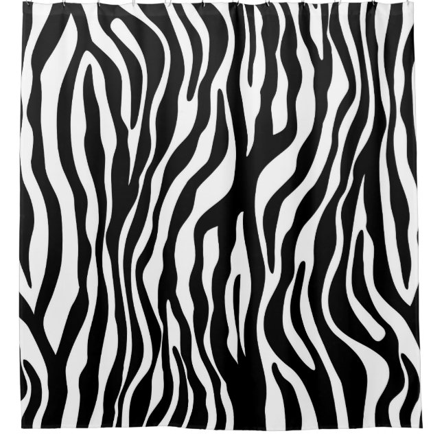 Zebra stripes pattern black & white + your ideas shower curtain (Front)