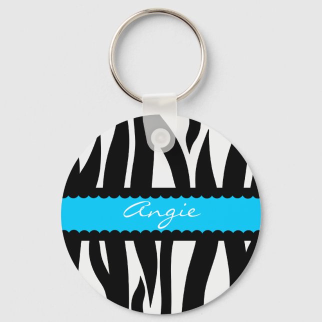 Zebra Stripes Pattern Personalized Name Keychain (Front)