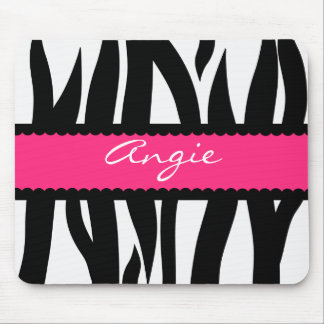 Zebra Stripes Pattern Personalized Name Mousepad