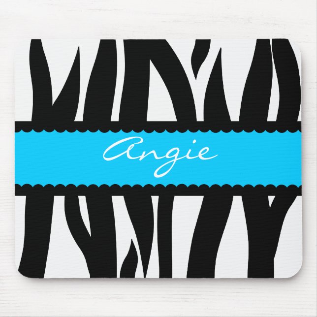 Zebra Stripes Pattern Personalized Name Mousepad (Front)