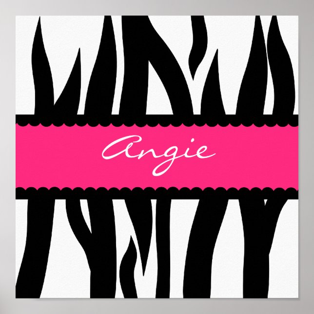 Zebra Stripes Pattern Personalized Name Poster (Front)
