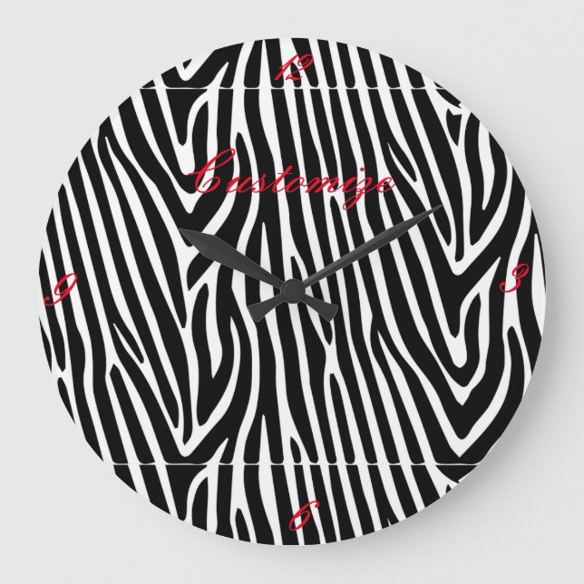 Zebra Stripes Pattern Thunder_Cove Large Clock (Front)