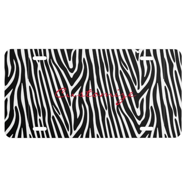 Zebra Stripes Pattern Thunder_Cove License Plate (Front)