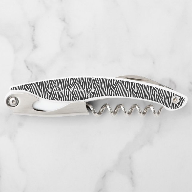 Zebra Stripes Pattern Thunder_Cove Waiter's Corkscrew (Front)