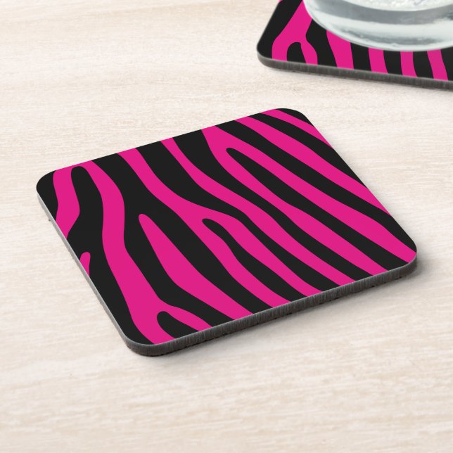 Zebra stripes pattern + your background & ideas beverage coaster (Left Side)