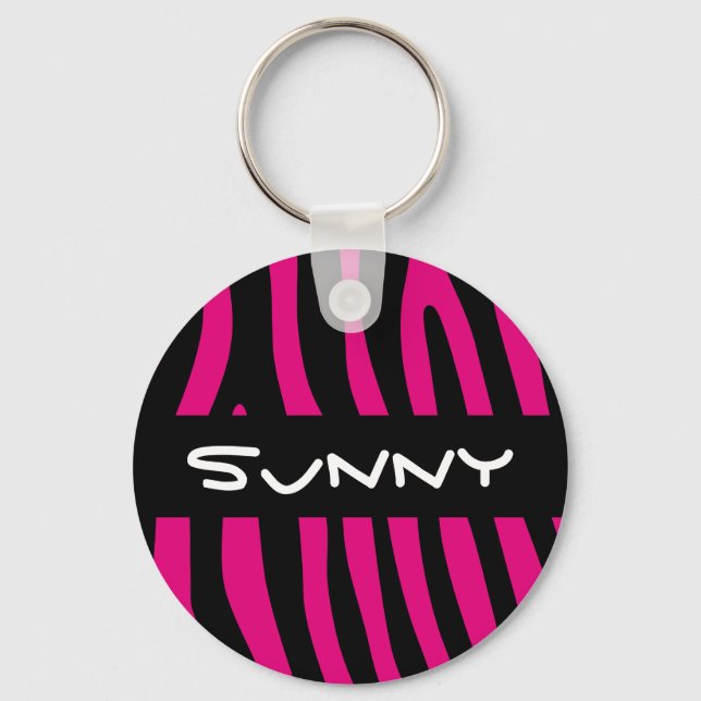 Zebra stripes pattern + your background & ideas keychain (Front)