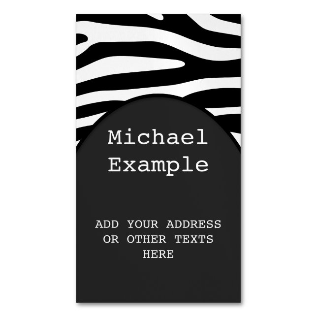 Zebra stripes pattern + your background & ideas magnetic business card (Front Vertical)