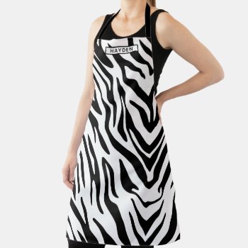 Zebra Stripes Personalize Apron by ironydesigns at Zazzle