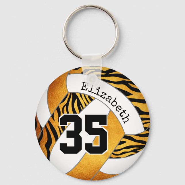 zebra stripes personalized volleyball keychain (Front)
