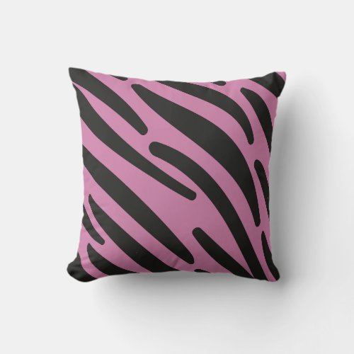 Zebra Stripes Pink black Wild Animal  Throw Pillow