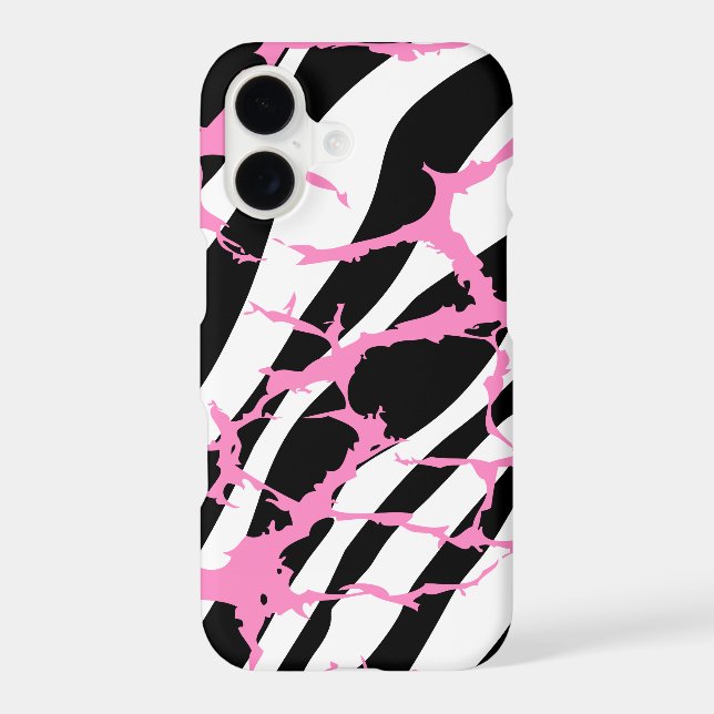 Zebra Stripes Pink Grunge Modern Canvas Art Case-Mate iPhone Case (Back)