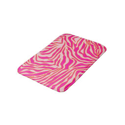 Zebra Stripes Pink Orange Wild Animal Print Bath Mat | Zazzle