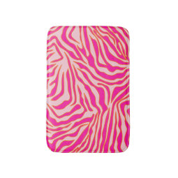 Zebra Stripes Pink Orange Wild Animal Print Bath Mat | Zazzle