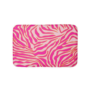 Zebra Stripes Pink Orange Wild Animal Print Bath Mat