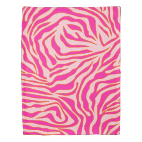 Zebra Stripes Pink Orange Wild Animal Print Duvet Cover