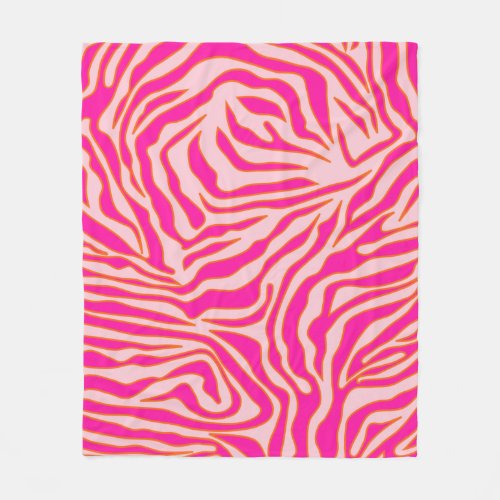 Zebra Stripes Pink Orange Wild Animal Print Fleece Blanket