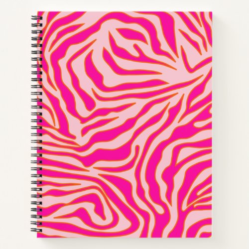 Zebra Stripes Pink Orange Wild Animal Print Notebook