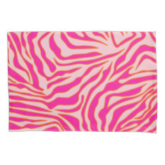 Zebra Stripes Pink Orange Wild Animal Print Pillow Case at Zazzle