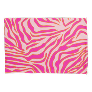 Zebra Stripes Pink Orange Wild Animal Print Pillow Case