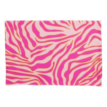 Zebra Stripes Pink Orange Wild Animal Print Pillow Case by dailyreginadesigns at Zazzle