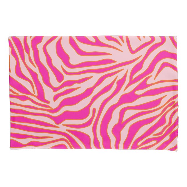 Zebra Stripes Pink Orange Wild Animal Print Pillow Case (Front)