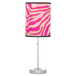 Zebra Stripes Pink Orange Wild Animal Print Table Lamp