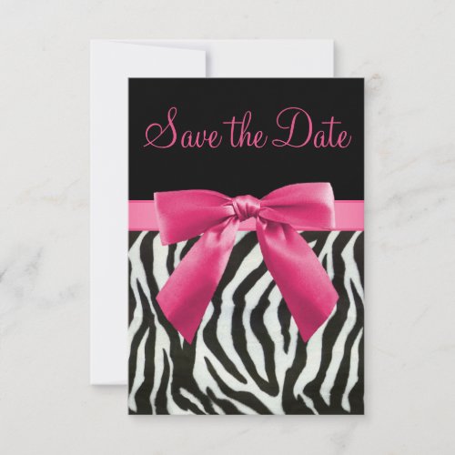 Zebra Stripes &amp; Pink Printed Bow Save the Date