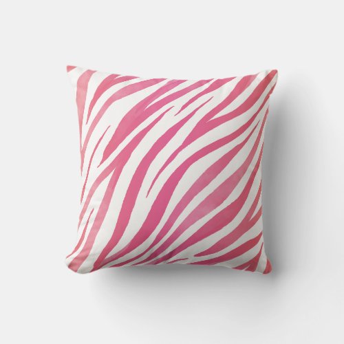   Zebra Stripes Pink Wild Animal Print  Throw Pillow