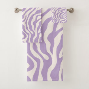 Zebra Stripes Preppy Purple Wild Animal Print Bath Towel Set