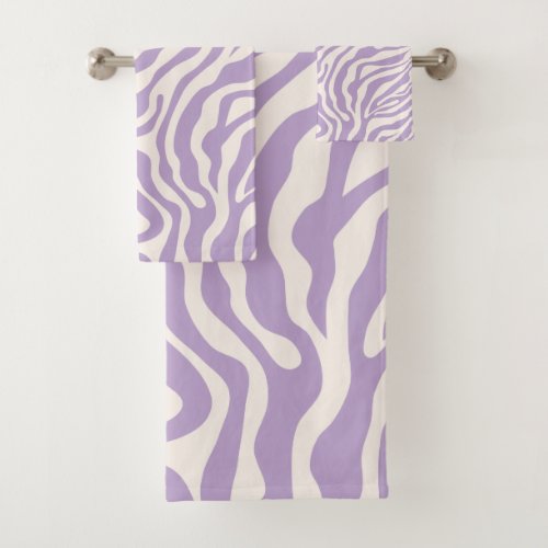 Zebra Stripes Preppy Purple Wild Animal Print Bath Towel Set