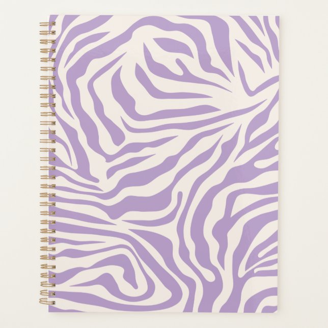 Zebra Stripes Preppy Purple Wild Animal Print Planner (Front)