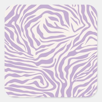 Zebra Stripes Preppy Purple Wild Animal Print Square Sticker by dailyreginadesigns at Zazzle