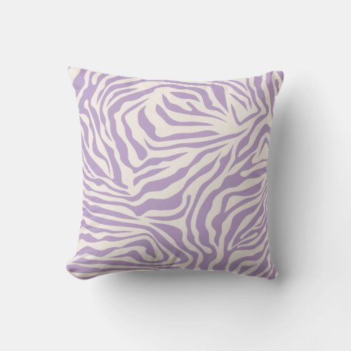 Zebra Stripes Preppy Purple Wild Animal Print Throw Pillow