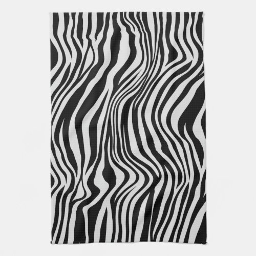 Zebra stripes safari skin animal print black gray kitchen towel