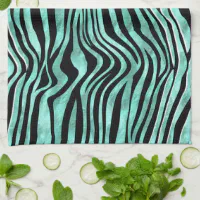 Zebra Tea Towel With Placed Animal Print 