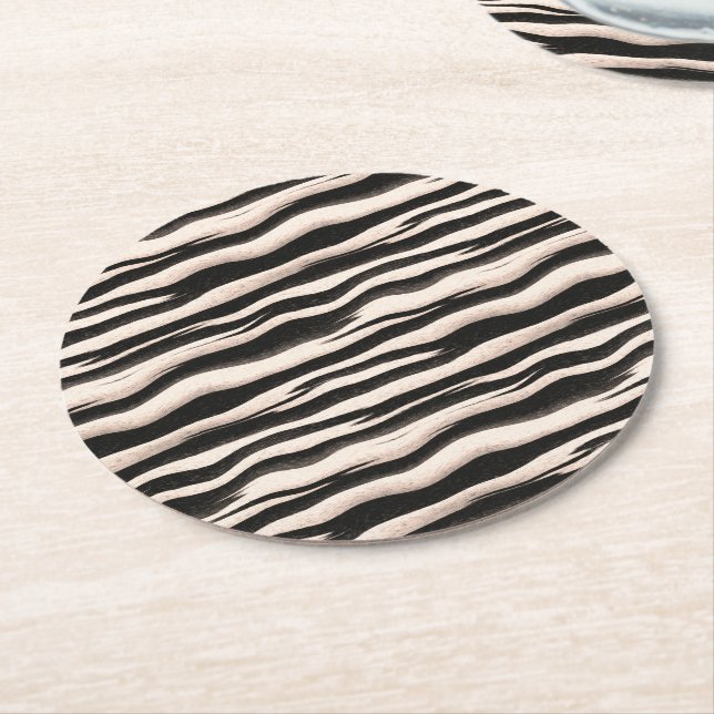 Zebra stripes seamless texture + your ideas round paper coaster (Angled)