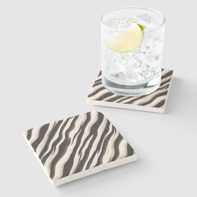 Zebra stripes seamless texture + your ideas stone coaster (Side)