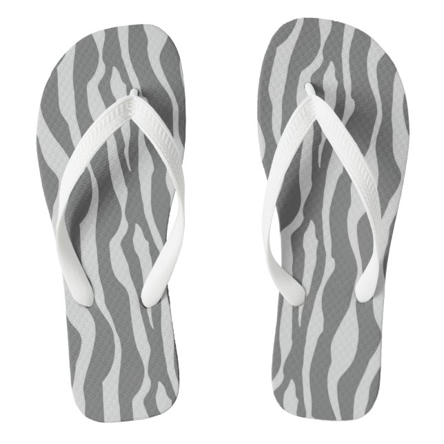 Zebra stripes - Shades of Grey / Gray Flip Flops (Footbed)