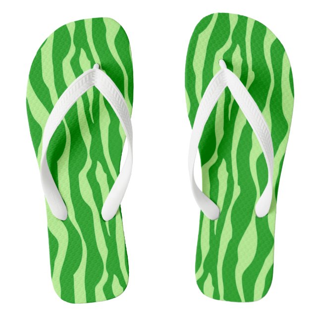 Zebra stripes - Shades of Lime Green Flip Flops (Footbed)