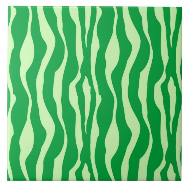 Zebra stripes - Shades of Lime Green Tile (Front)