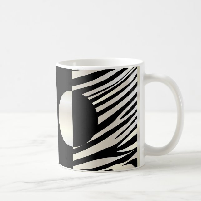 Zebra Stripes Stylish Black & Silver Pattern Decor Coffee Mug (Right)