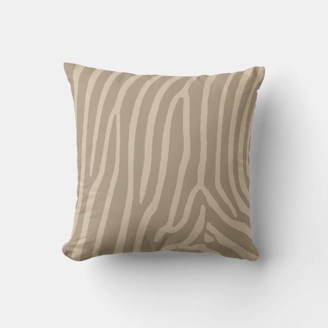 Zebra Stripes Tan and Cream Throw Pillow (Front)