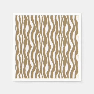 Zebra stripes - Taupe Tan and White Paper Napkins