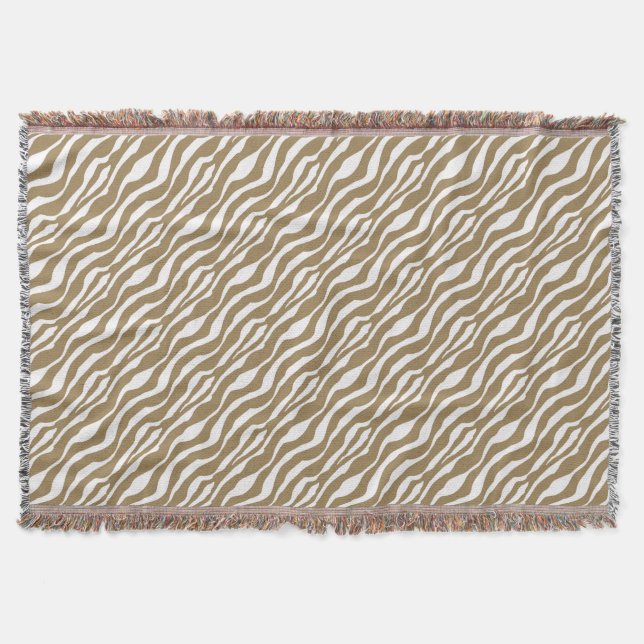 Zebra stripes - Taupe Tan and White Throw Blanket (Front)