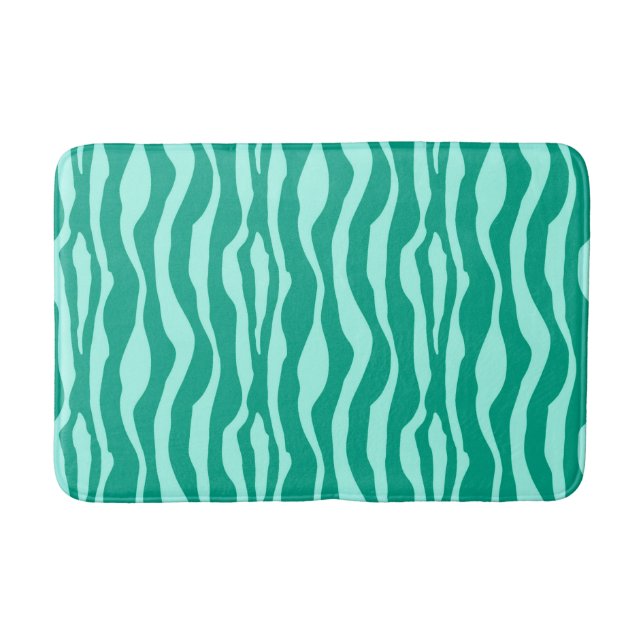 Zebra stripes - Turquoise and Aqua Bathroom Mat (Front)