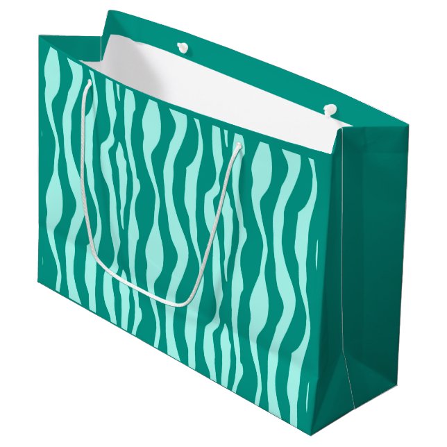 Zebra stripes - Turquoise and Aqua Large Gift Bag (Front Angled)