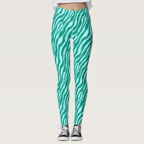 Zebra stripes _ Turquoise and Aqua Leggings