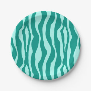 Zebra stripes - Turquoise and Aqua Paper Plates